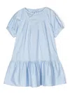 Il Gufo Ruffle-trim Cotton Dress In Blue