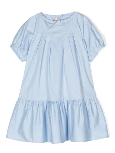 Il Gufo Kids' Ruffle-trim Cotton Dress In Azzurro