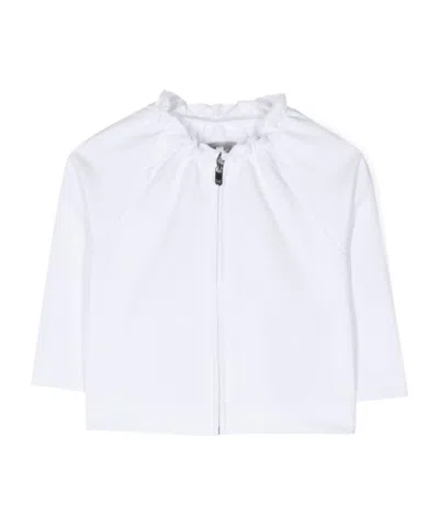 Il Gufo Ruffle-trim Zip-up Jacket In White
