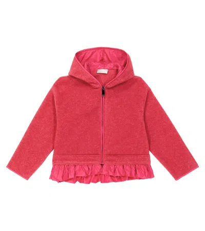 Il Gufo Kids' Ruffle-trimmed Fleece Hoodie In Pink