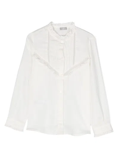 Il Gufo Kids' Ruffled-collar Cotton Shirt In White