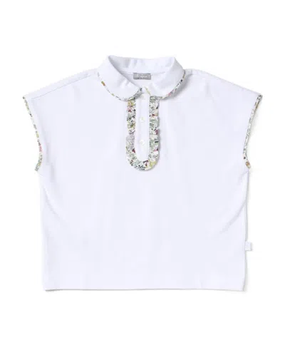 Il Gufo Ruffled Cotton Polo Shirt In White