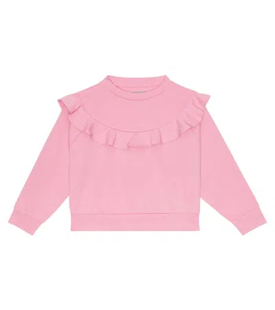 Il Gufo Kids' Ruffled Cotton Sweatshirt In Rose