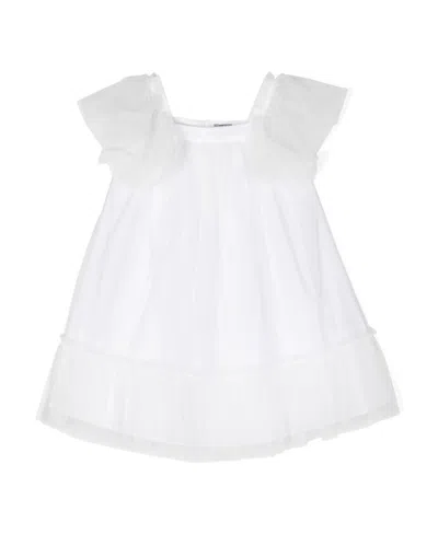 Il Gufo Ruffled-detail Stretch-cotton Dress In White