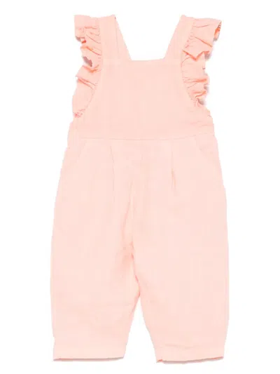 Il Gufo Babies' Ruffled Dungarees In Orange