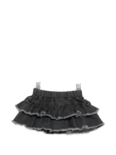 Il Gufo Babies' Ruffled Frayed-edge Skirt In Gray