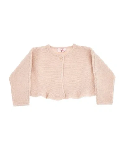Il Gufo Ruffled-hem Knitted Cardigan In Nude