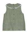 Il Gufo Ruffled Linen Mini Dress In Green