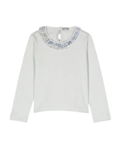 Il Gufo Kids' Ruffled Cotton T-shirt In White