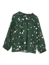 Il Gufo Ruffled Polka-dot Shirt In Green