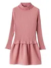 Il Gufo Gathered Cotton-blend Dress In Pink