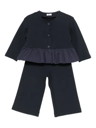 Il Gufo Babies' Ruffled Sweatshirt Tracksuit In Blue