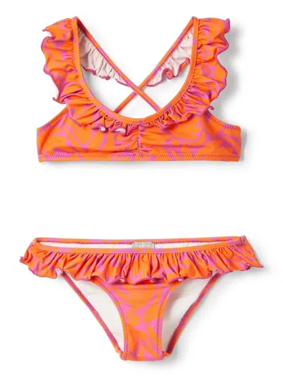 Il Gufo Kids' Ruffled-trim Bikini In Orange