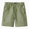Il Gufo Sage Green Linen Bermuda Shorts In Green