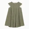 IL GUFO SAGE GREEN LINEN DRESS WITH FLOUNCES