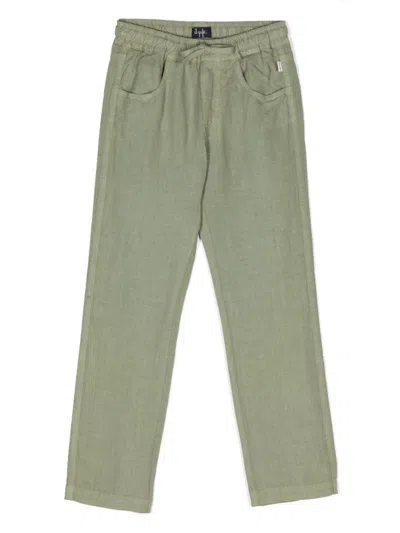 Il Gufo Kids' Sage Green Linen Trousers With Drawstring