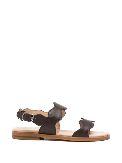 Il Gufo Kids' Scalloped-edge Buckled Sandals In Brown