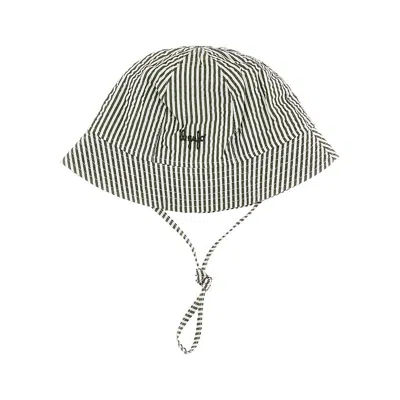 Il Gufo Seersucker Hat With Striped Motif Kids In Green