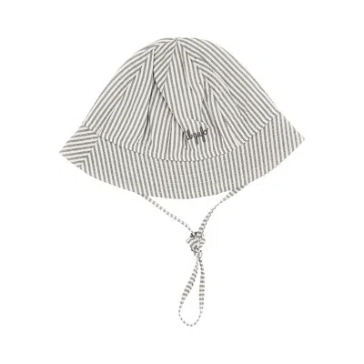 Il Gufo Seersucker Hat With Striped Motif Kids In Grey