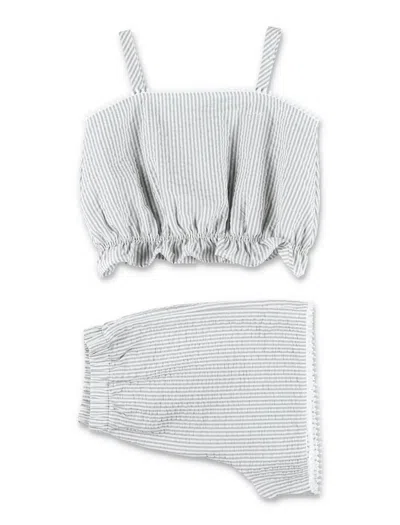 Il Gufo Kids' Seersucker Set In Beige