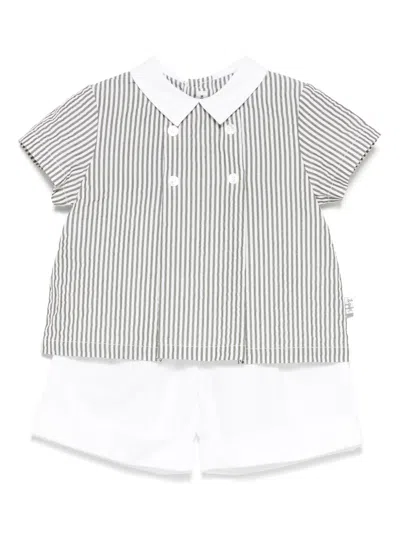 Il Gufo Babies' Seersucker Shorts Set In Green