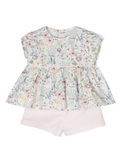 Il Gufo Babies' Floral-motif Shorts Set In Black