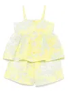 Il Gufo Printed Seersucker Shorts Set In Yellow