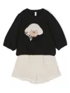 Il Gufo Embroidered-design Shorts Set In Black