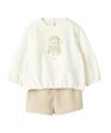 Il Gufo Sheep Appliqué Sweatshirt And Shorts Set In White