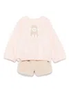 Il Gufo Sheep-appliqué Short Set In Pink