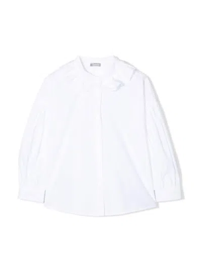 Il Gufo Kids' Ruffled-collar Poplin Shirt In White