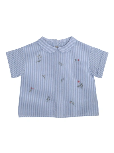 Il Gufo Babies' Shirt With Floral Embroidery In Purple