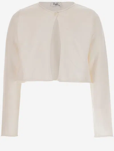 Il Gufo Kids' Short Cotton Cardigan In White