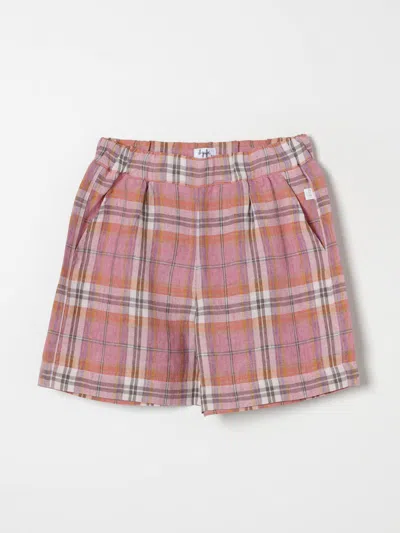 Il Gufo Kids' Plaid-check Linen Shorts In Cyclamen