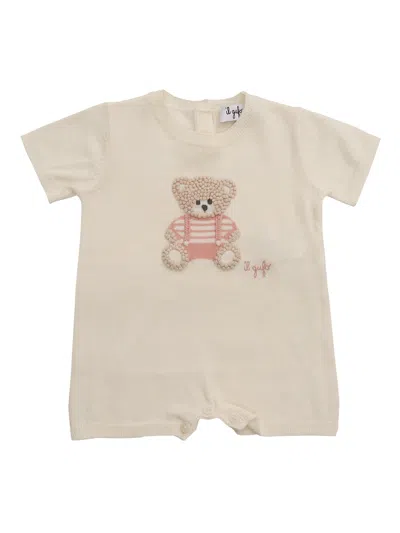 Il Gufo Babies' Short Knitted Romper In Neutral