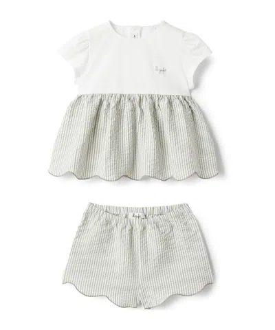 Il Gufo Short-sleeve And Pants Two-piece Set In White