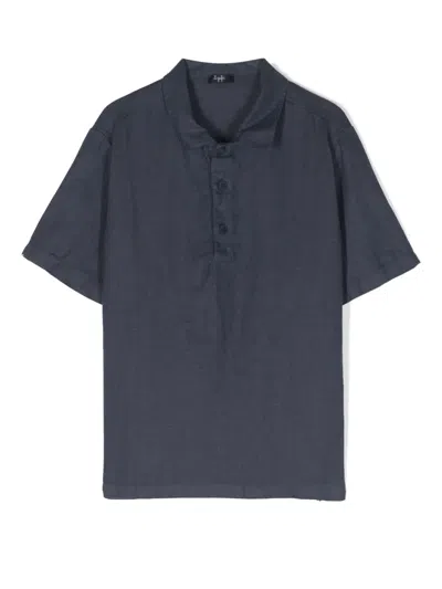 Il Gufo Kids' Short-sleeve Linen Polo Shirt In Blue