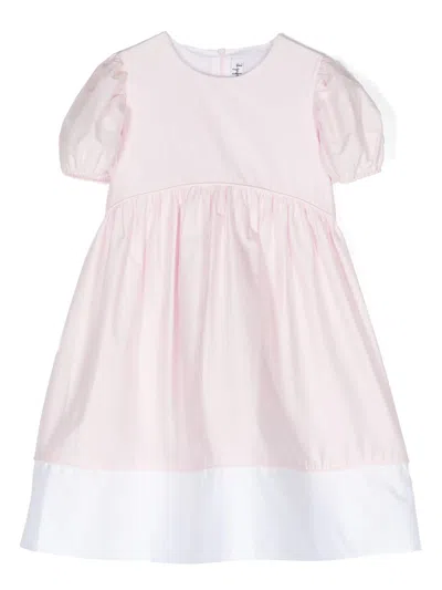 Il Gufo Kids' Puff-sleeves Two-tone Dress In Pink