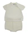 Il Gufo Short-sleeved Sweater And Shorts Set In White
