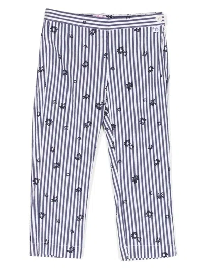 Il Gufo Kids' Side Zip-fastening Striped Trousers In Blue