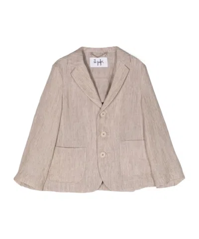Il Gufo Single-breasted Linen Blazer In Nude