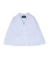 Il Gufo Boys Blue Striped Cotton Seersucker Blazer In Blue