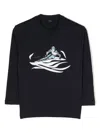 Il Gufo Skier Printed Cotton Jersey T-shirt In Blue