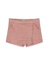 Il Gufo Checked Fringe-detailing Short In Fuchsia