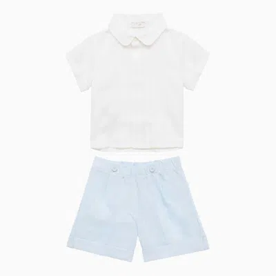 Il Gufo Babies' 2-piece Set Consisting Of Short-sleeved Shirt And Linen Shor In Light Blue