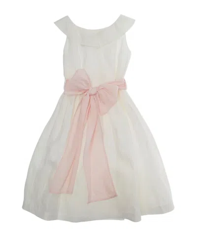 Il Gufo Babies'  Sleeveless Belt Dress In White