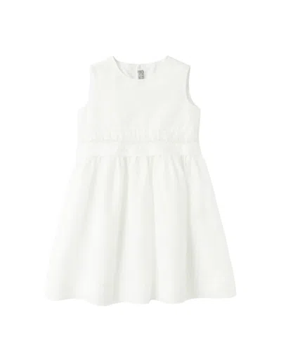 Il Gufo Kids' Sleeveless Dress In White Cotton Voile
