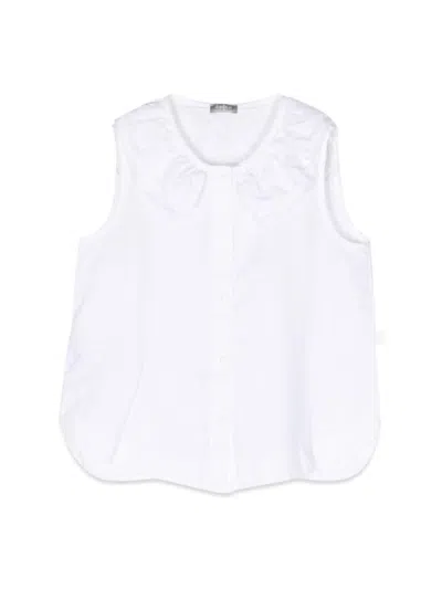 Il Gufo Kids' Sleeveless Shirt Ruffle Collar In White