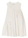 Il Gufo Sleeveless Striped Linen Dress In Neutrals