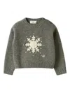 Il Gufo Grey Wool Sweater With Snowflake Motif In Gray